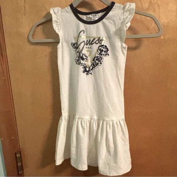 Guess Girls Cream and Black Sundress with Flutter Cap Sleeves Size 4T - Picture 2 of 6
